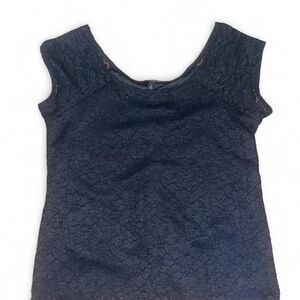 Black Lace Whimsygoth Scoop Neck Top Plus Size